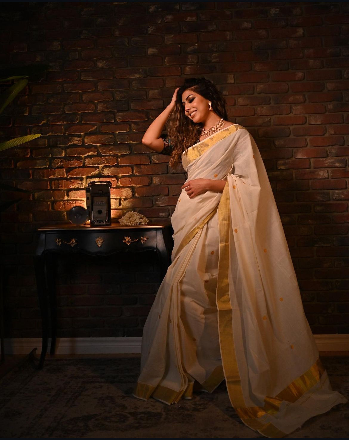 Polka dot saree